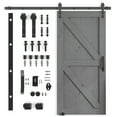thumbnail image 4 of BALUS 42in x 84in Sliding Barn Door with 6.6ft Barn Door Hardware Kit & Handle, Pre-Drilled Ready to Assemble, DIY Unfinished Solid Spruce Wood Panelled Slab, X-Frame, Grey, 4 of 6