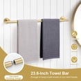 thumbnail image 2 of 8-Pieces Bathroom Hardware Set Brushed Gold SUS304 Stainless Steel Bath Towel Bar Set 23.6 Inch Round Bathroom Accessories Kit Wall Mounted, 2 of 8