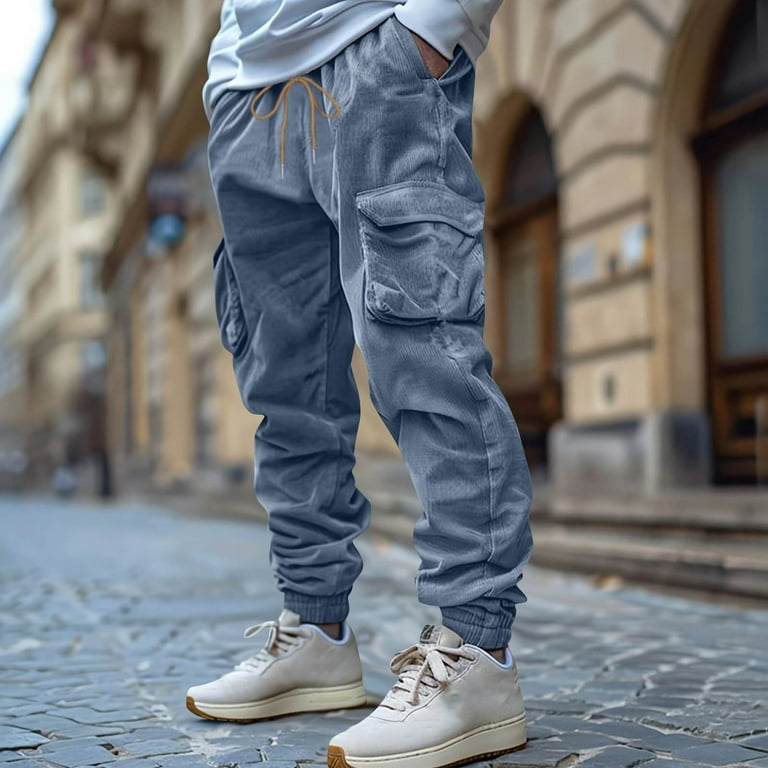 Jamicy Mens Cargo Pants Christmas Gift Corduroy Cargo Pants