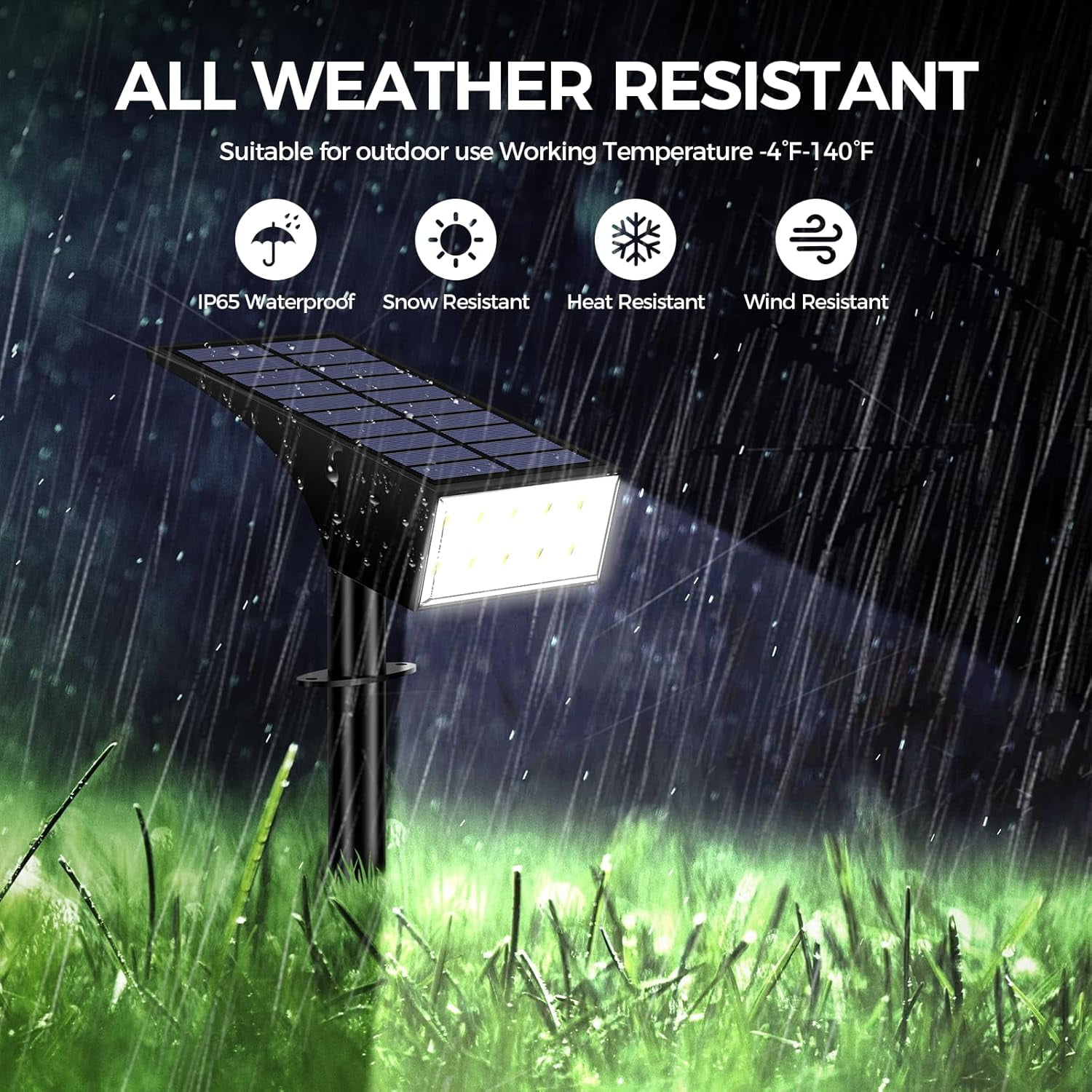 Solar Lights Outdoor, 6 pack, 4 Modes Auto On/Off, Waterproof LED Solar Spotlights for Pathway, Yard, Garden, Wall, Tree, Pool - Cool White
