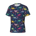 thumbnail image 5 of Vsdgher Dinosaur Flowers Print Men's Dry Fit Mesh Athletic Shirts Moisture Wicking Tennis T-Shirt Tops, 5 of 9