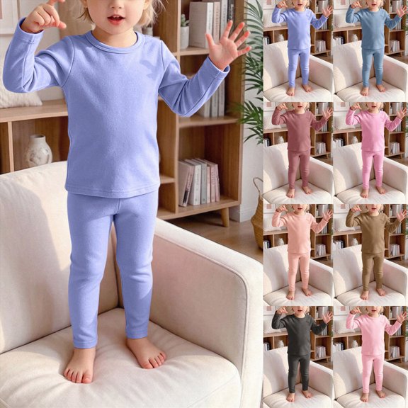 5-6 Years Girls Pajama Set Toddler Baby Casual Home Clothes Set for Kids Fall Daily Purple