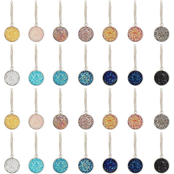 28 Pcs Zipper Pull Charms Zipper Pulls Replacement Charms Colorful Iron Key Clasp Zipper Pull Pendants Removable Flat