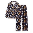 thumbnail image 3 of Womens Pajama Sets Halloween Satin Button Down Full Length Pant 2pc Nightwear Halloween Pajamas for Women Set Black XL, 3 of 5