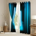 thumbnail image 3 of Feelyou Glitter Cyan Lines Curtains Pack of 2 (42x84 Each) for Kids, Neon Gradient Lightning Curtains Blackout, Modern Fashion Abstract Bedroom Curtains, Black Out Curtains Decor, 3 of 6