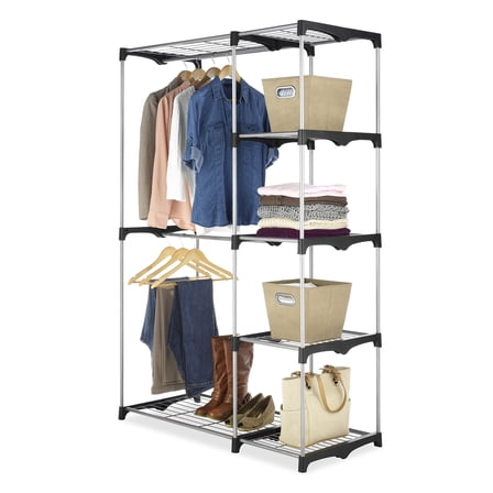 Open Box WHITMOR DOUBLE ROD FREESTANDING CLOSET ORGANIZER - GREY