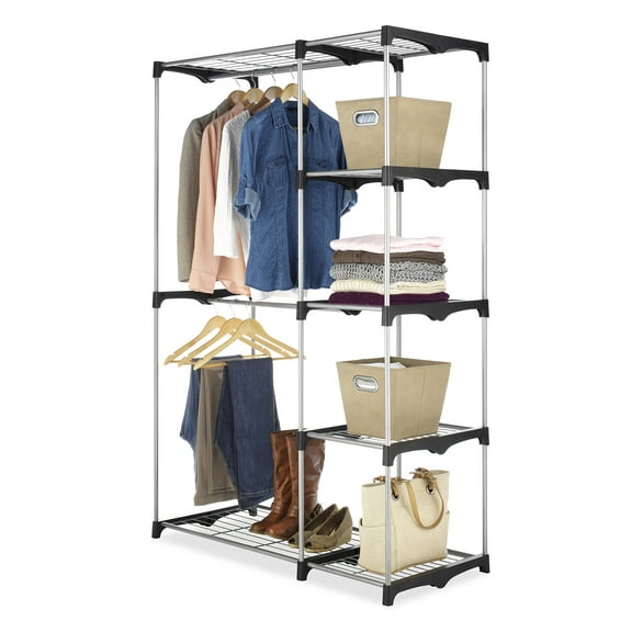 Open Box WHITMOR DOUBLE ROD FREESTANDING CLOSET ORGANIZER - GREY