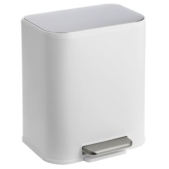 Kitchen Trash Can Stainless Steel with Soft Close Lid Step Pedal Waste Bin Removable Inner Bucket Rectangular Garbage Container for Home Office Bathroom Living Room Brown