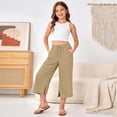 thumbnail image 7 of MuXiKeJi Clothes Girls Linen Capri Pants Wide Leg Cozy Elastic Waist Flowy Casual Pants Summer Beach Cropped Trousers with Pockets 5-6 Years, 7 of 7