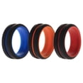 thumbnail image 1 of Juego de anillos de boda de silicona de 2 capas de línea media - Negro por ROQ para hombres - Anillo de 3 x 7 mm, 1 of 1