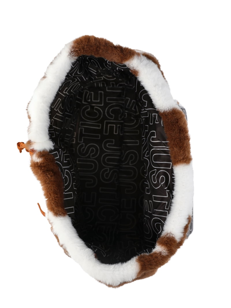 Justice Girls Cow Faux Fur Rucksack Backpack, Cow Print  display picture 1