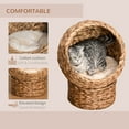 thumbnail image 4 of PawHut 20" Natural Braided Banana Leaf Elevated Cat Bed Basket With Cushion, Brown, 4 of 10