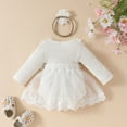 thumbnail image 4 of HWJAD Newborn Baby Girl Cotton Long Sleeve Tutu Rompers Tutu Dress Clothes Lace Ruffle Bodysuit with Headband, 4 of 8