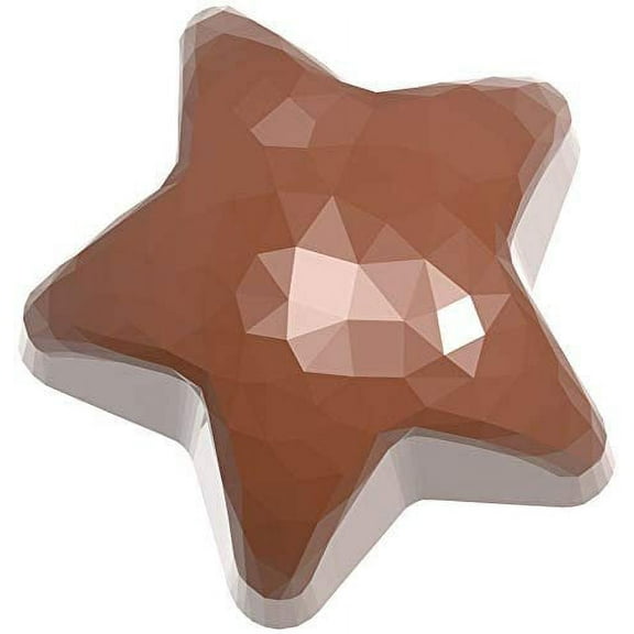 Chocolate World CW1922 Polycarbonate Candy Mold with 21 Faceted-Star Cavities, Each 35.5mm Across x 17mm High