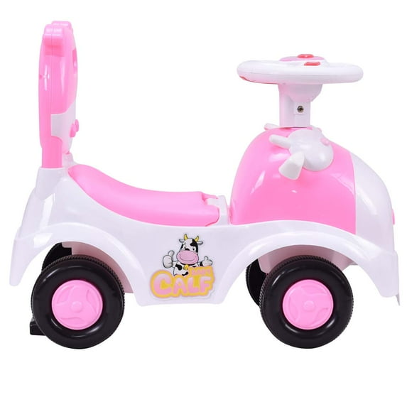 Topbuy Calf Sliding Car 3-in-1 Pushing Cart Walker Toddlers Ride On Toy w/ Sound & Storage Pink