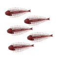 thumbnail image 2 of jinwen Ensemble de 5 Leurres de Pêche Pêcheur pour Eau Douce Extérieur Leurres Souples Réalistes Rouge, 2 of 9