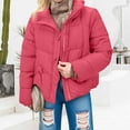 thumbnail image 2 of VISALY Women's Oversized Puffer Full Zip Quilted Bubble Coats Padded Long Sleeve Winter Warm Coat Zip Up Short Puffer Tunic Jackets Red M, 2 of 9