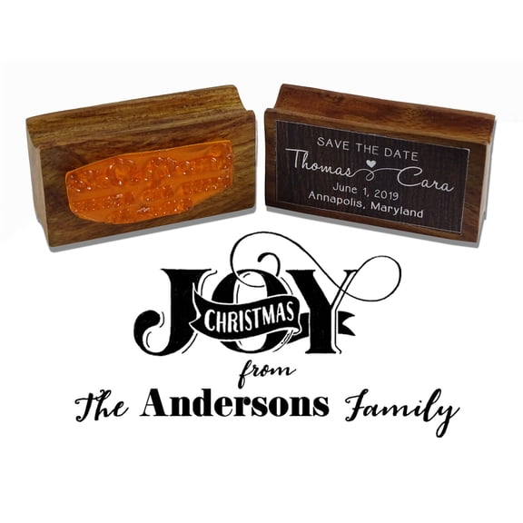 Printtoo Wood Mounted Joy Rubber Stamp Personalized Christmas Custom Stamper-2.6 x 1.1 Inches