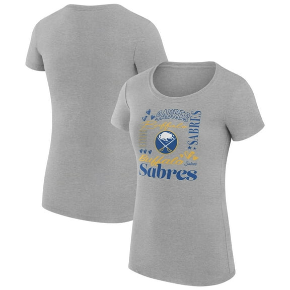 Women's G-III 4Her by Carl Banks Heather Gray Buffalo Sabres Super-Slim Fit Lightweight Collage Team Graphic T-Shirt