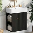 thumbnail image 2 of Resenkos 21.6" Modern Floating Bathroom Vanity with Ceramic Basin, Left Side Storage, Perfect for Small Bathrooms - Black, 2 of 19