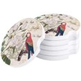 thumbnail image 1 of RYLABLUE Parrot Flower Plant Vintage Set of 2 Car Coaster for Drinks, Absorbent Ceramic Stone Coasters Cup Mat with Cork Base for Home Kitchen Room Coffee Table Bar Decor, 1 of 5