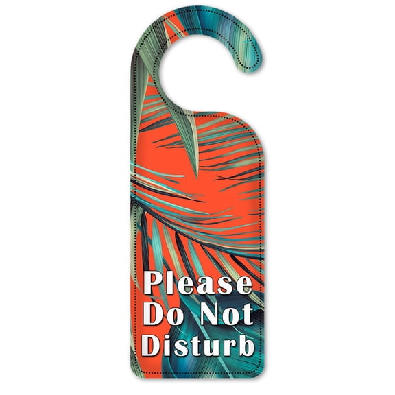 Do Not Disturb Door Knob Hanger Sign - Palm Fronds with Orange Background