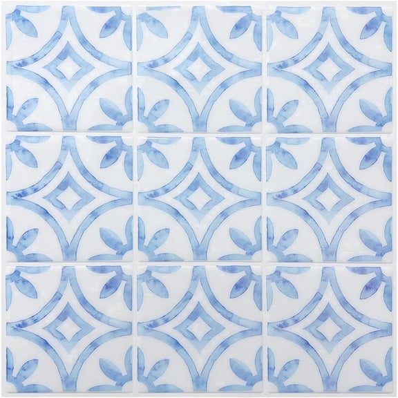 5 Sheets Peel and Stick Backsplash Tile, Self Adhesive Wall Tiles Blue and White Porcelain for Kitchen, Bathroom, Fireplace, RV Decor11.8" x 11.8"
