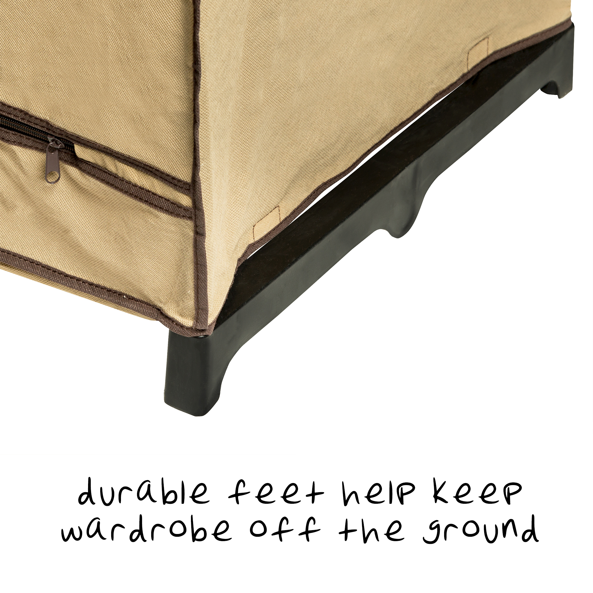 Honey Can Do Portable Closet And Clothes Rack With Cover And Double Doors, Khaki, Beige - image 5 of 9