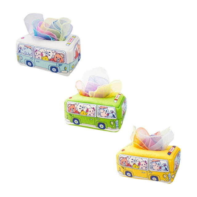 Caja de pañuelos de bebé Sunnimix con Cajón de Autobús para toallas de Mano para preescolar Juego sensorial