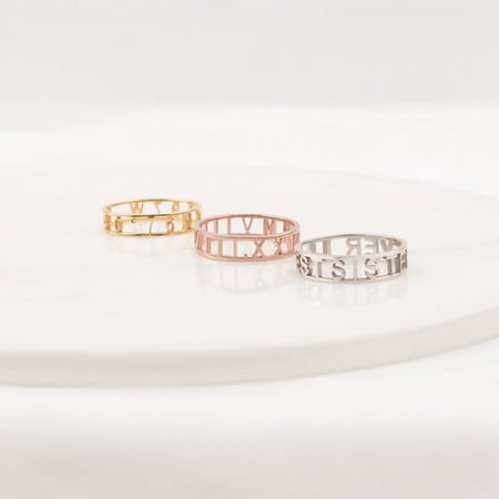 Anavia - Dainty Gold Ring - Coordinate Ring Custom - Stacking Ring -Anniversary Ring - Roman Numerals Ring - Personalized Rings for Women