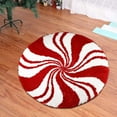 thumbnail image 2 of yulier Christmas Round Area Rug, 31.5inch Soft Plush Candy Cane Rug, Non-Slip Washable Indoor Carpet for Bedroom Living Room, Christmas Decorations, 2 of 6