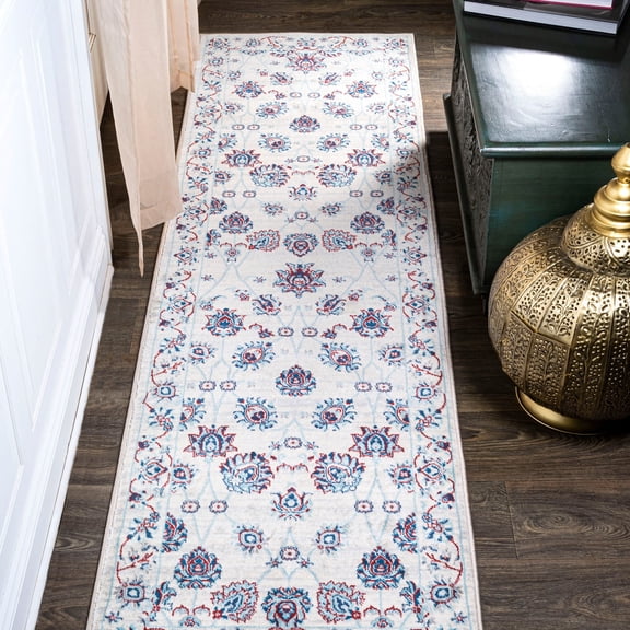 JONATHAN Y MODERN PERSIAN 2 x 10 Runner Rug, Vintage Moroccan Traditional - Ivory/Blue/Red, MDP101D-210