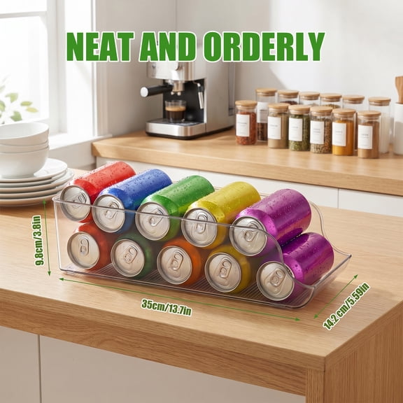 2-Pack Clear Plastic Refrigerator Storage Bins, 13.78" x 5.59" x 3.86", Durable Food Organizer for Fruits, Vegetables, Condiments, Snacks & Kitchen Essentials