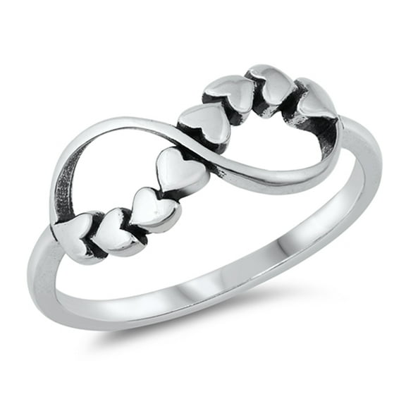 Infinity Hearts Forever Love Ring .925 Sterling Silver Band Jewelry Female Male Unisex Size 10