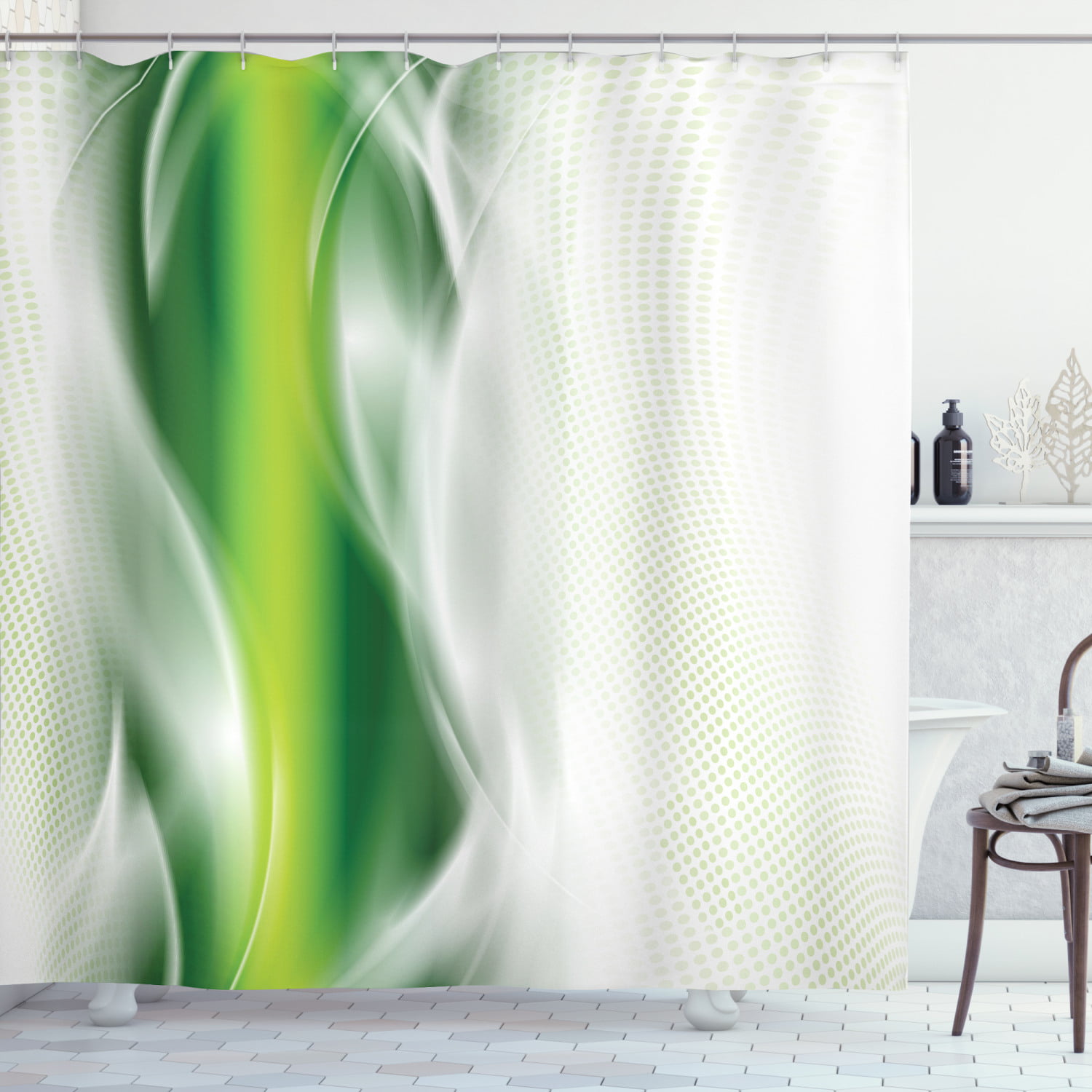 Ambesonne Bathroom Curtain Set Waterproof Non-vinyl Printed Decor 