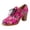 Hot Pink, variant on Women's Retro Floral Embroidered High Heels Dress Shoes Fall Winter Ethnic Lace up Pointed Toe Chunky Heeled Dressy Pumps Ankle Booties Bridal Short Boots Yellow Size 6.5