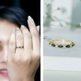 thumbnail image 3 of Rosec Jewels London Blue Topaz Anniversary Ring with Moissanite - Minimalist Half Eternity Ring - with Jewelry Box, 18K Yellow Gold, US 12.50, 3 of 9