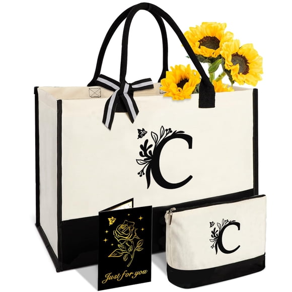 Bolsa Vanqruo con inicial de lona personalizada, 43 x 32 x 19 cm