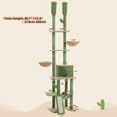 thumbnail image 4 of PAWZ Road 85-112" Cactus Cat Tree Floor to Ceiling Adjustable Climbing Cat Tower Scratching Post 2-Hammocks, Green, 4 of 15