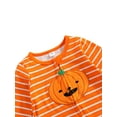 thumbnail image 4 of Qiylii Baby Halloween Stripe Bodysuit, Pumpkin Pattern Zipper Romper+Headdress, 4 of 7