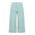 thumbnail image 3 of QUYUON Cropped Pants for Women Casual Pure Color High Waist Sports Fitness Yoga Wide Wide Leg Capris Cropped Dress Pants Female Yoga Capris Pants Style Q672 , Light Blue X-Large, 3 of 8