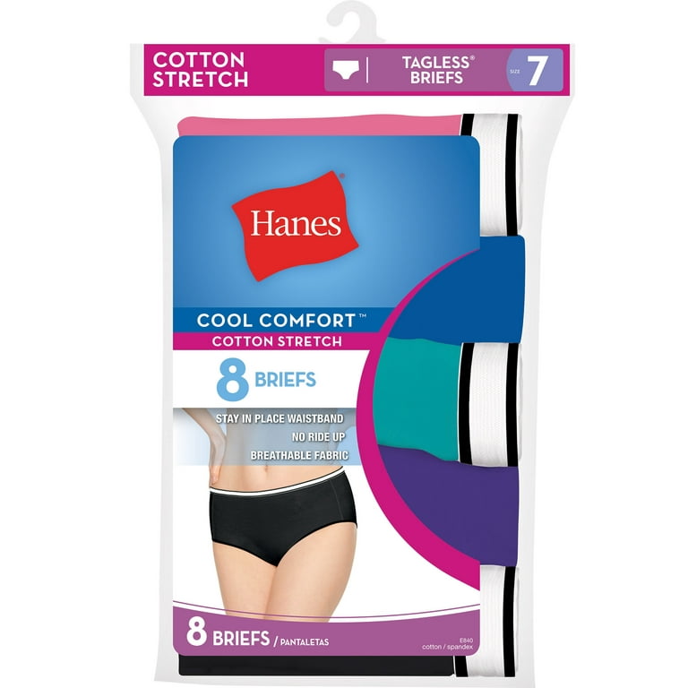 Hanes Women's Cool Comfort™ Cotton Stretch Brief Panties 8-Pack Assorted 10
