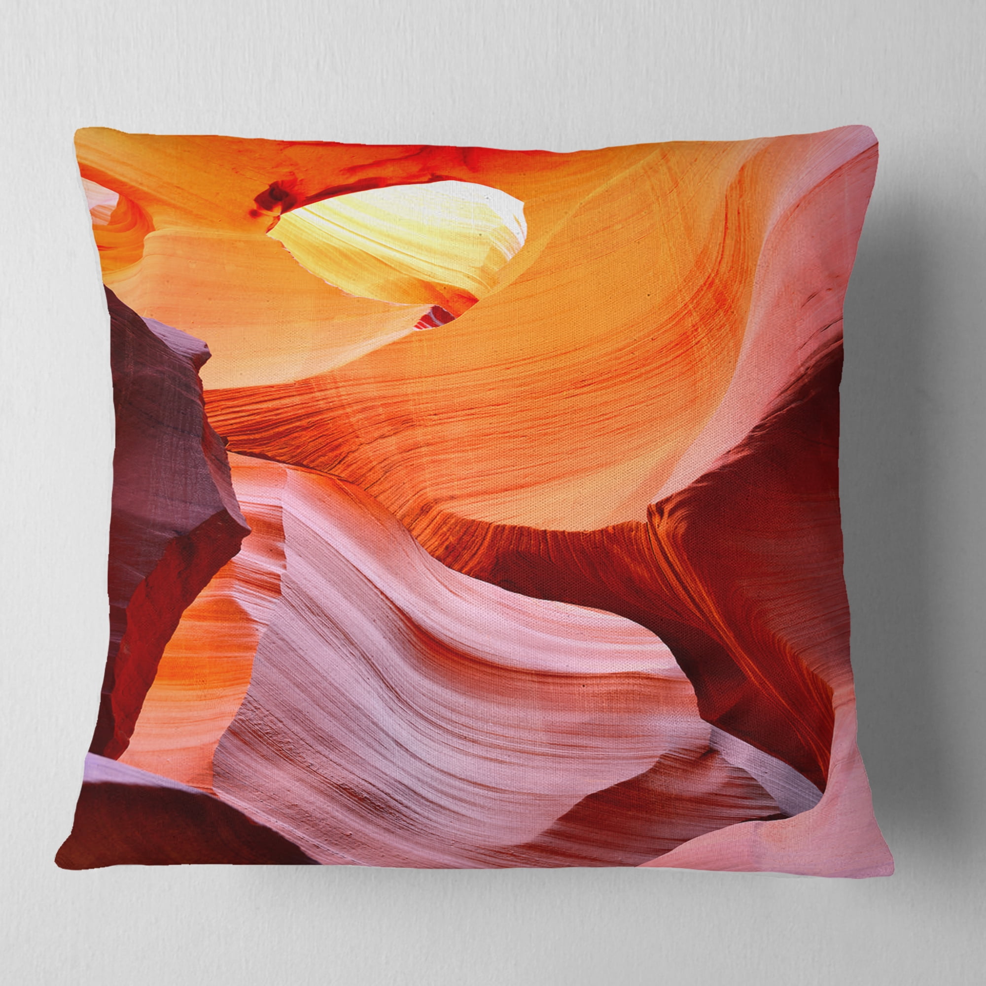 Designart Inside Upper Antelope Canyon - Landscape Photography Throw Pillow - 18x18