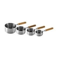 thumbnail image 3 of Juego de tazas medidoras de 4 piezas, taza medidora con mango de madera, juego de horneado duradero de acero inoxidable para hornear secos y líquidos A, 3 of 10