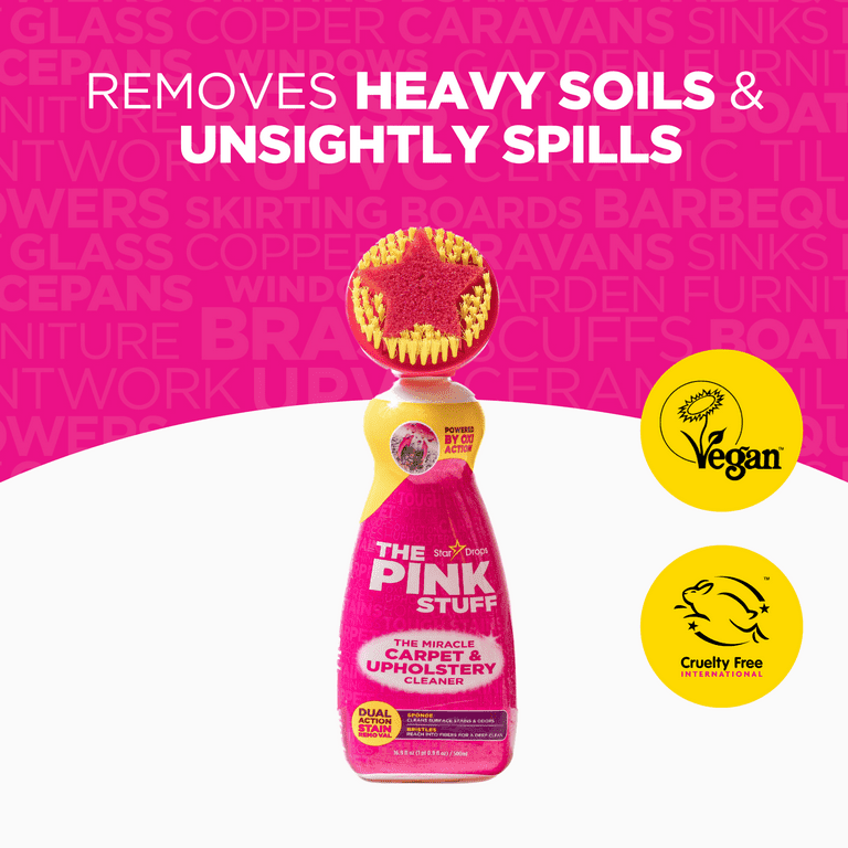The Pink Stuff Carpet & Upholstery Stain Remover, Oxi Cleaner with Scrubber, 16.9 fl oz