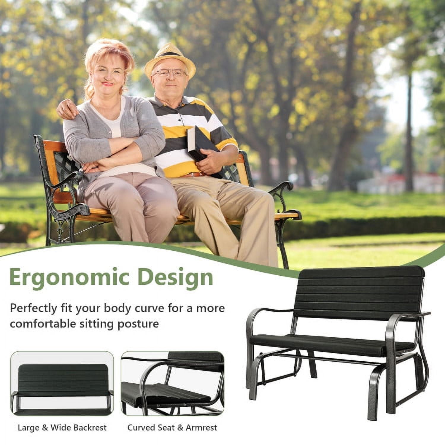 Aimee Lii Outdoor Double Rattan Patio Furniture, Porch, Backyard, Sturdy, Black Aimee Lii Outdoor Double Rattan Patio Furniture, Porch, Backyard, Sturdy, Black