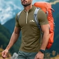 thumbnail image 4 of Blusa y camisa de manga corta con cuello alto para hombre, de verano, de color liso, ajustada, deportiva, con cremallera, de manga corta, con cuello alto., 4 of 5