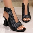 thumbnail image 4 of Caywon Women Heel Sandals Peep Toe Block Heel, Woven Texture Ladies Shoes Dressy, Comfortable Summer Evening Party, Sandalias Mujer, 4 of 6