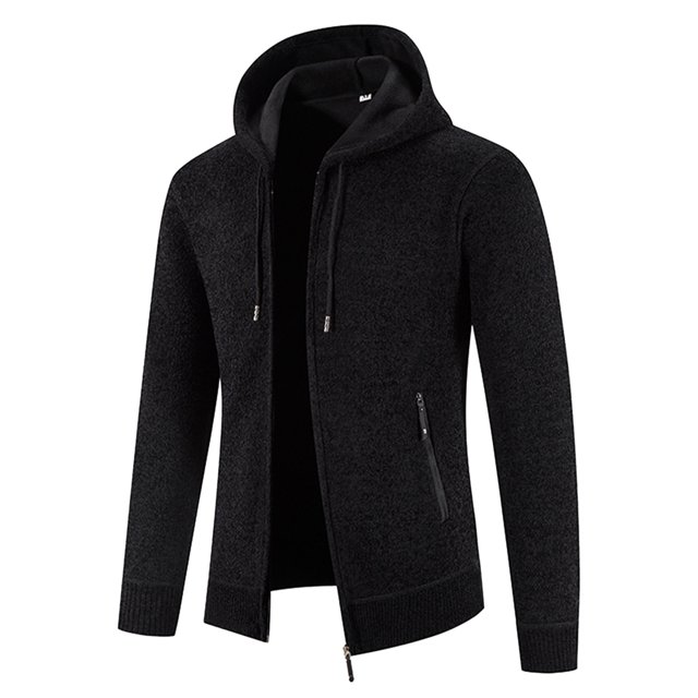Gibobby Suéteres para hombre Cárdigan De Punto para Hombre Abrigo De Lana De Color Sólido Tejido De Ajuste Regular(Negro,M)