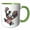 Green/White, variant on 3drose, Funny Cute Cool Rooster with Bandana Skateboarding Graffiti, 11oz Two-tone Red Mug